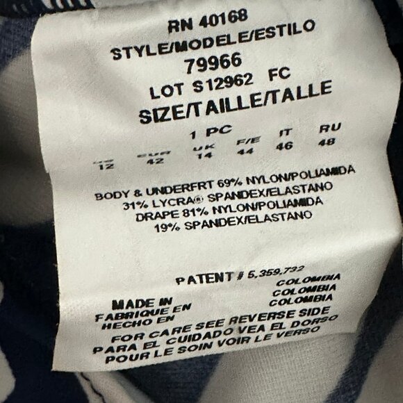 Miraclesuit Estilo Swimsuit – Navy/White, Tummy Control, Glam V-Neck - Size 12 - Picture 14 of 15